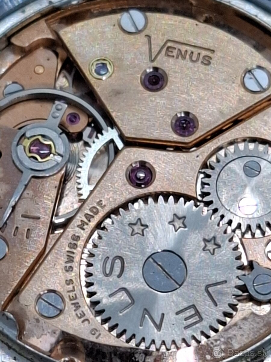 Predám funkčné Pánske náramkové hodinky VENUS 19 rubis SWISS - 6