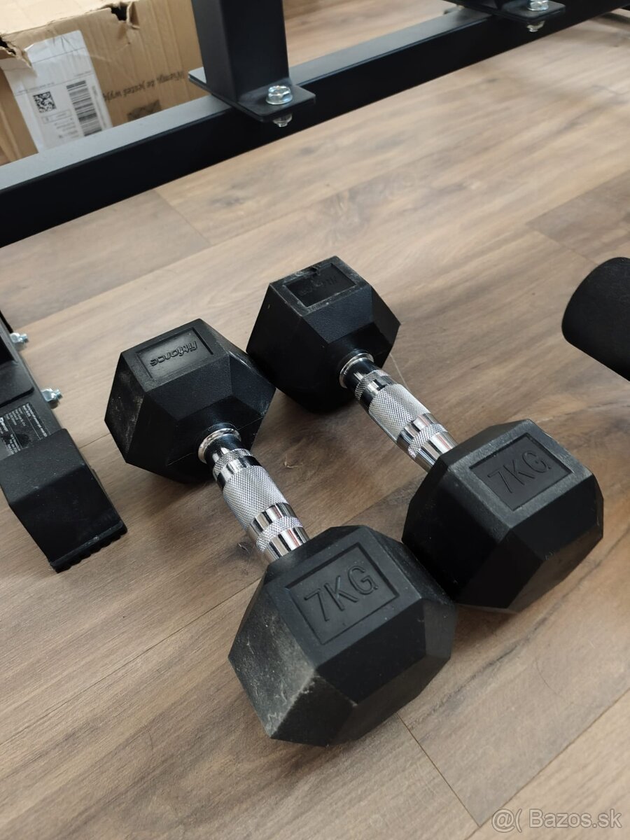 Tréningová lavica + 70kg závaží + 2x 7kg jednoručky - 6