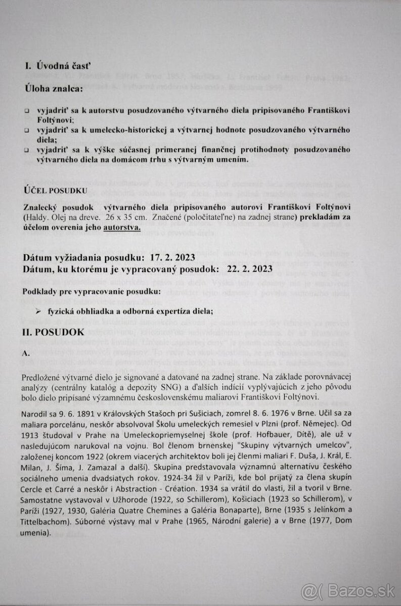 Obraz F.Foltýn so znaleckým posudkom - 6
