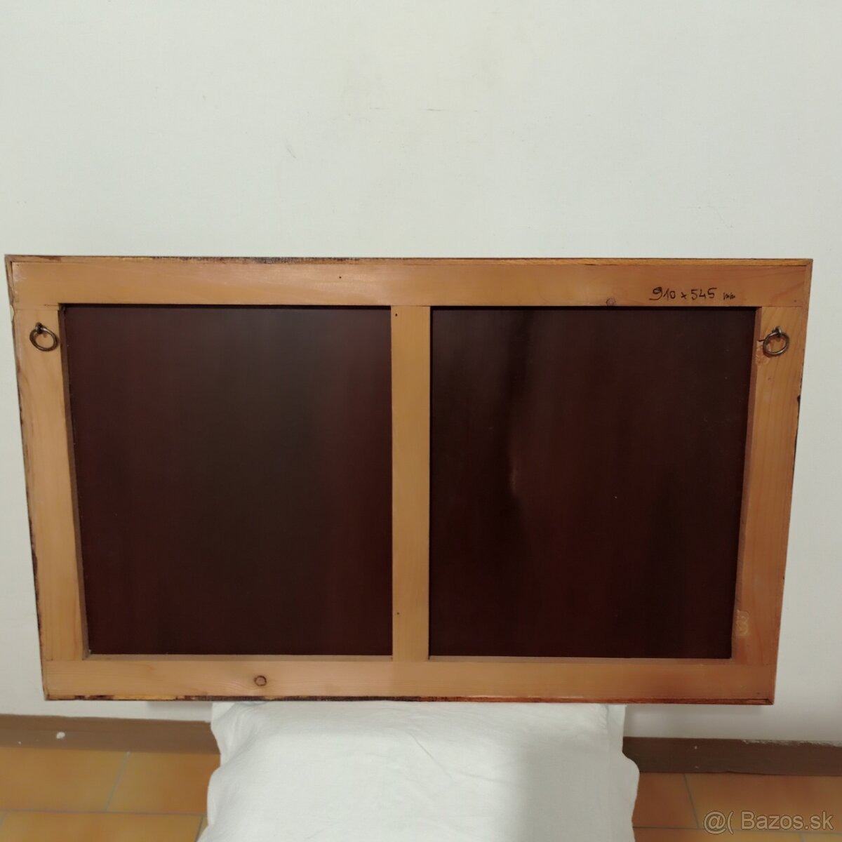 Starožiné fazetované zrkadlo v ráme 910 x 545 mm - 6