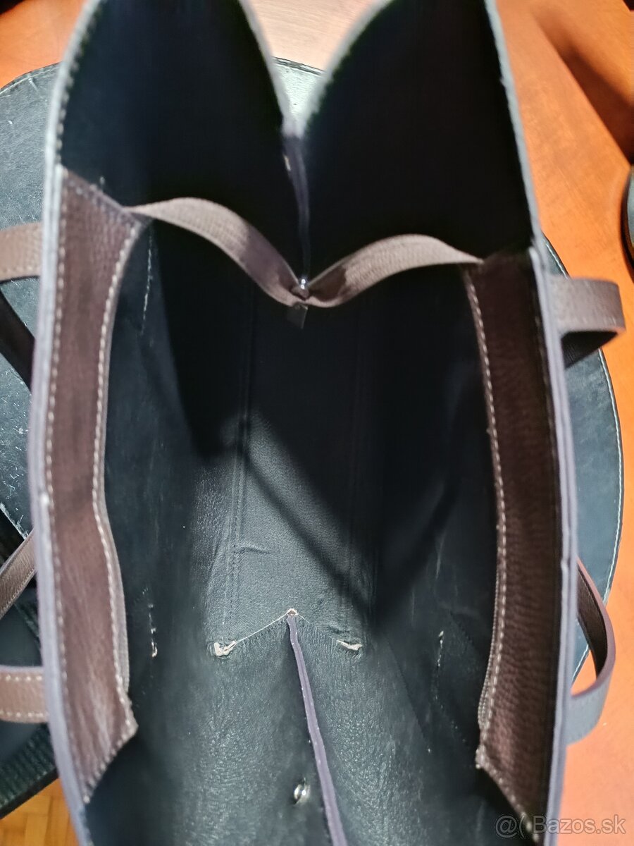 Tmavohnedá koženná kabelka - 6