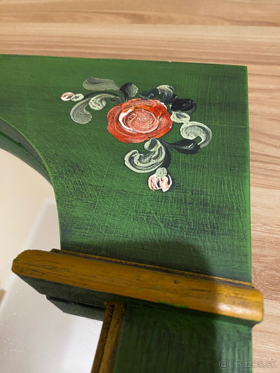 Starožitne ručne maľované zrkadlo Ľudový motív . - 6