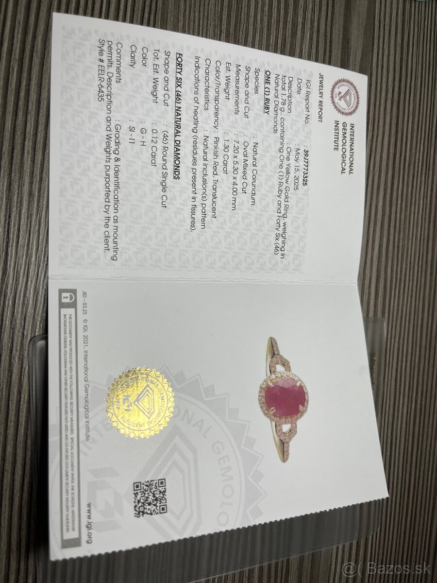 💍 Luxusný prsteň s prírodným rubínom a diamantmi - 6