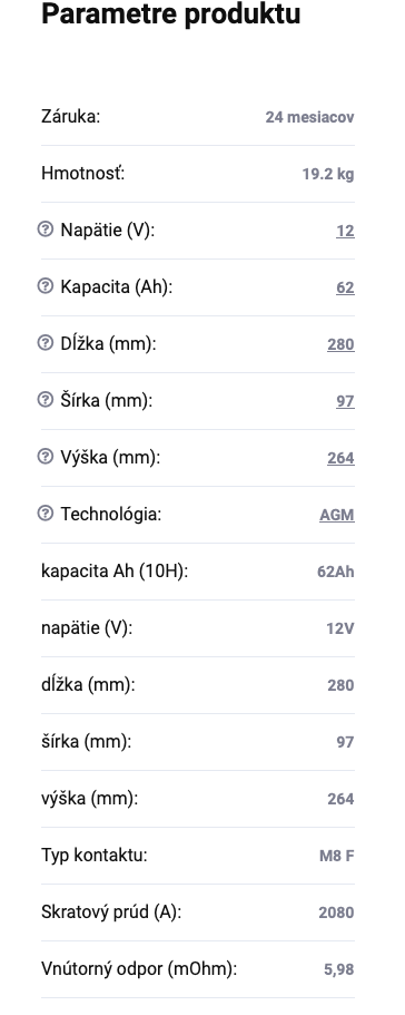 Špičková batéria 12V 62Ah AGM PowerSafe 19,2kg - 6