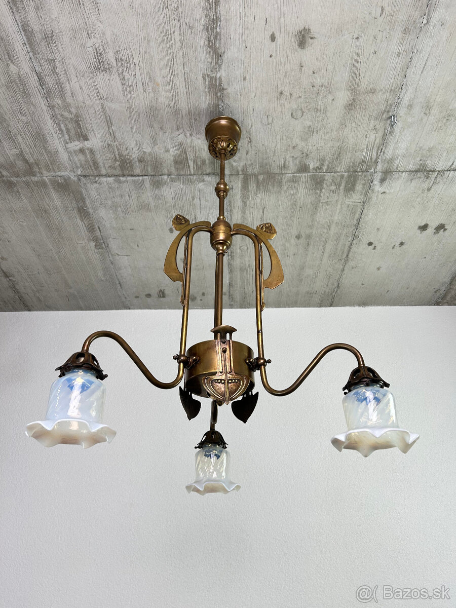 Secesný luster +3 nástenné lampy - 6