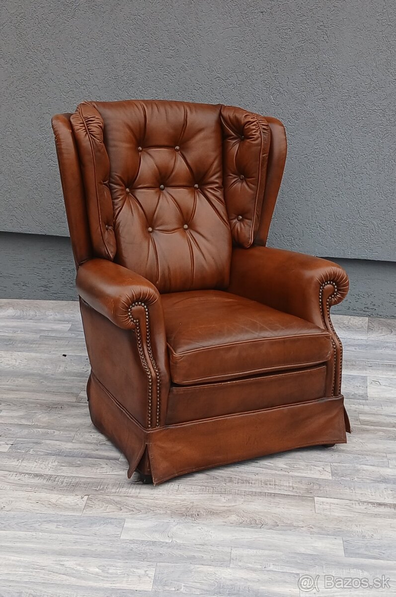 Kreslo kožené “ UŠIAK “ – hnedé. - 6