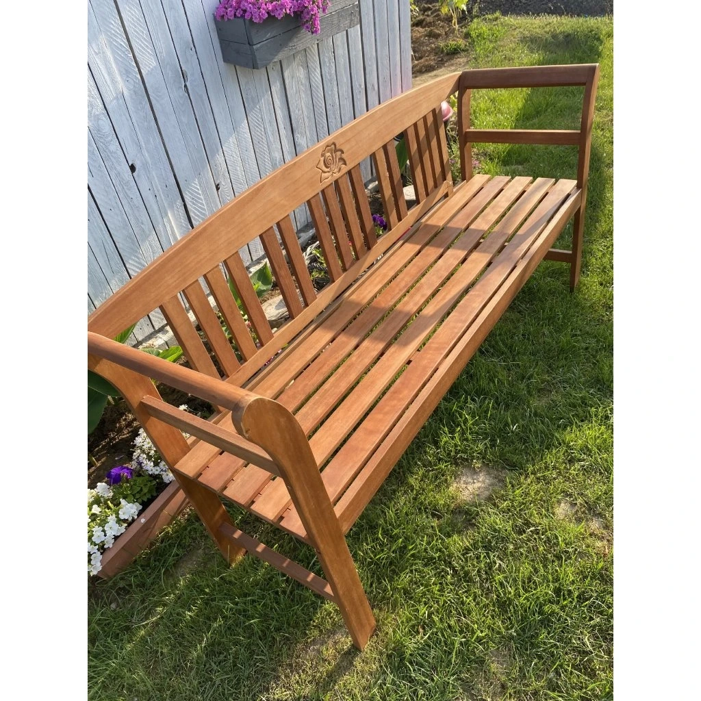 3-miestna drevená lavica s ružou - 6