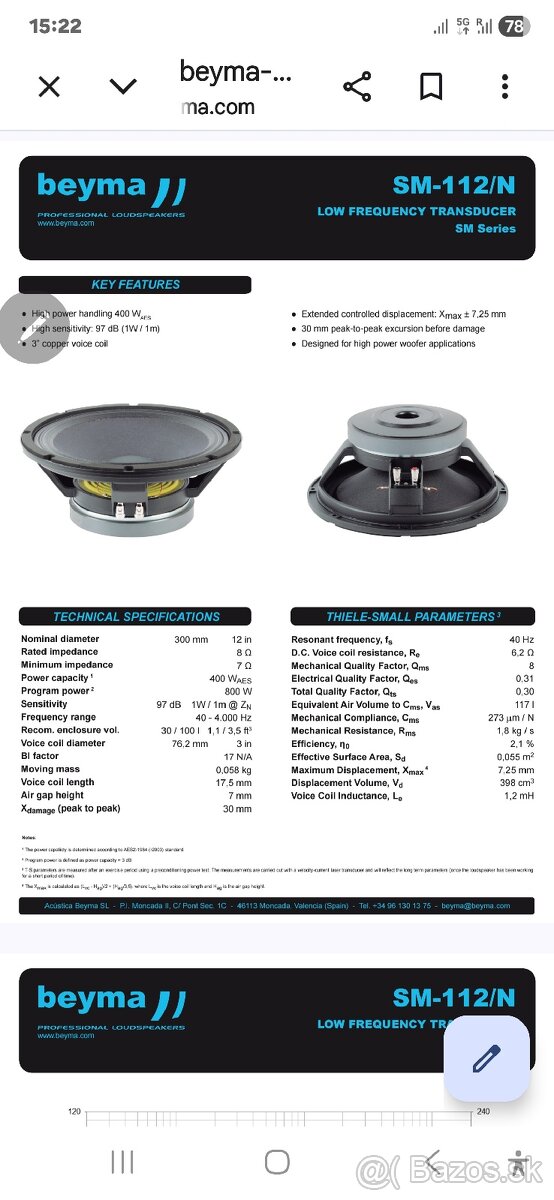 2x Beyma SM 112 N reproduktor - 6
