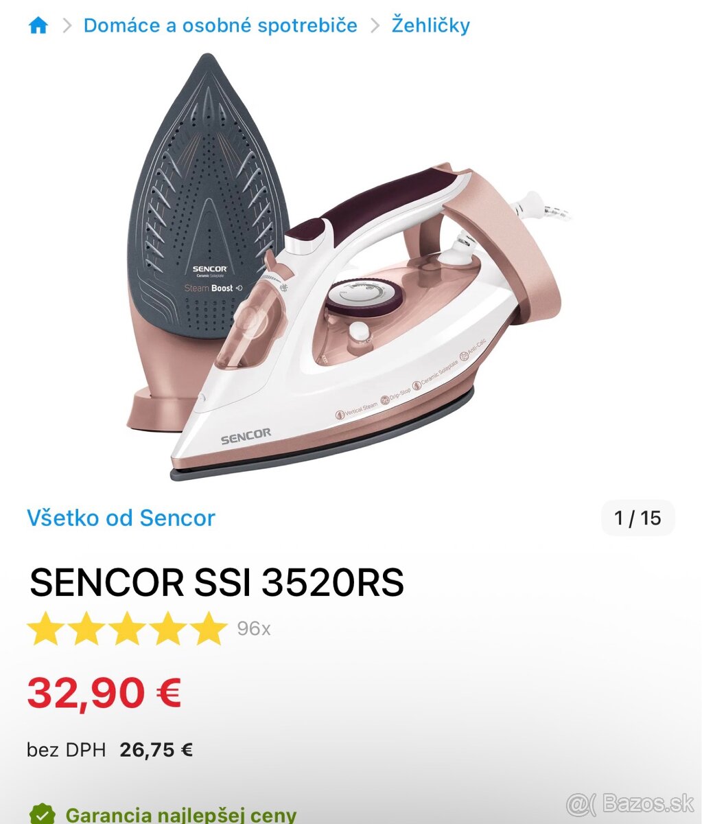 Žehlička Sencor SSI 3520RS - NOVÁ + záruka - 6