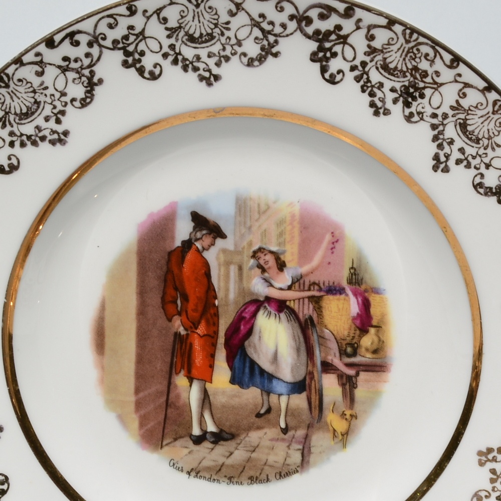 Starožitný porcelánový trojset - Gavalier a predavačka - 6