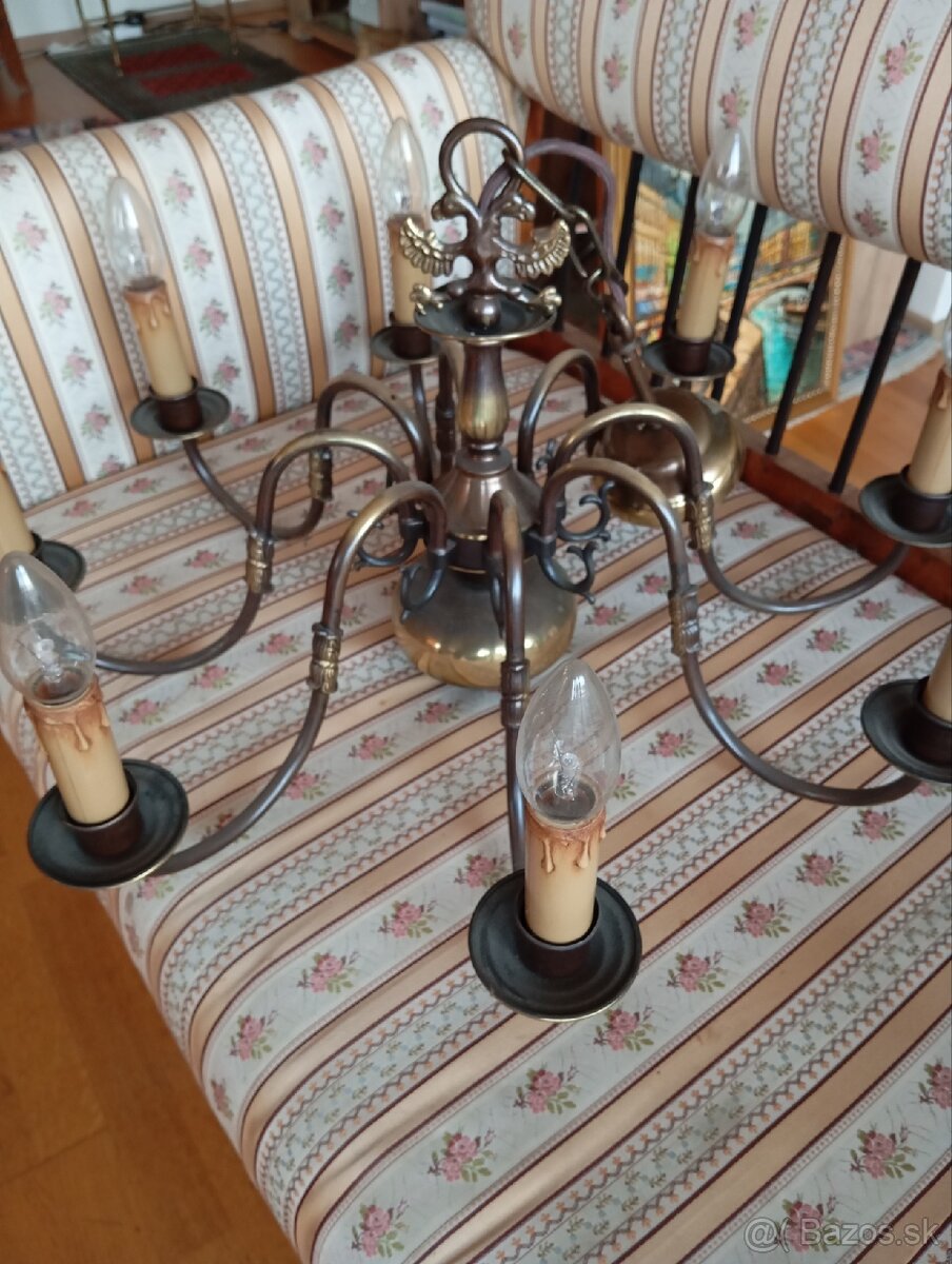 Pár elegantných 8 - ramennych bronzových lustrov •62 cm - 6