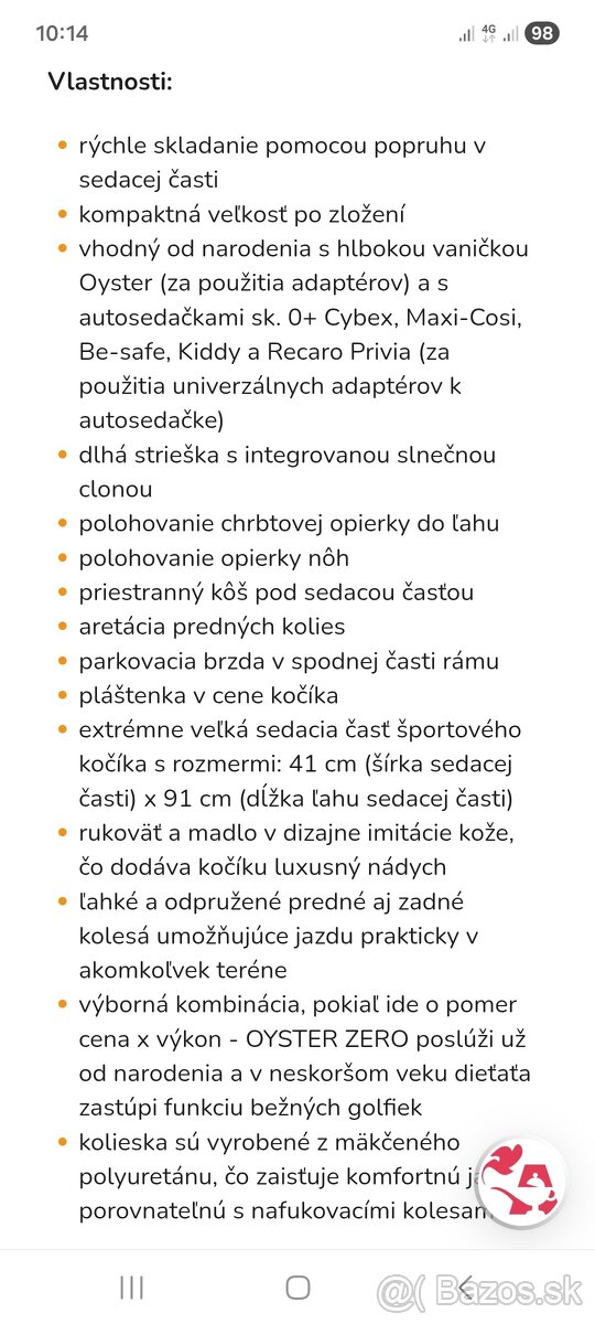 Športový kočík Oyster Zero - 6