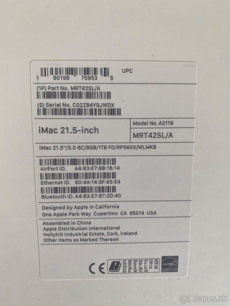 Apple IMac 21,5 Retina 4K, i5, 3,0GHz, 8GB, 1T - 6