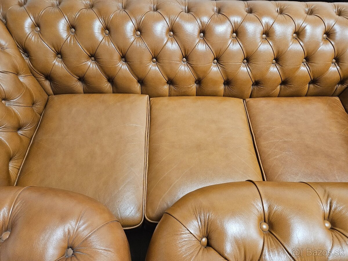 CHESTERFIELD ŠTÝL,TOP STAV,BLEDO HNEDÁ - 6