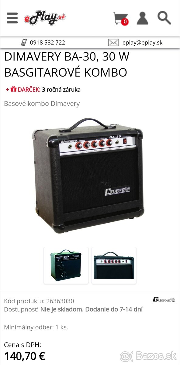 Basgitarové kombo Dimavery BA30 - 6