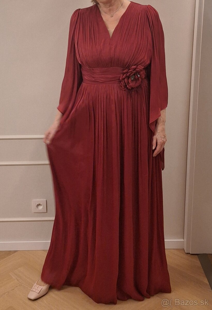 Bordové plesové šaty 44 - 6