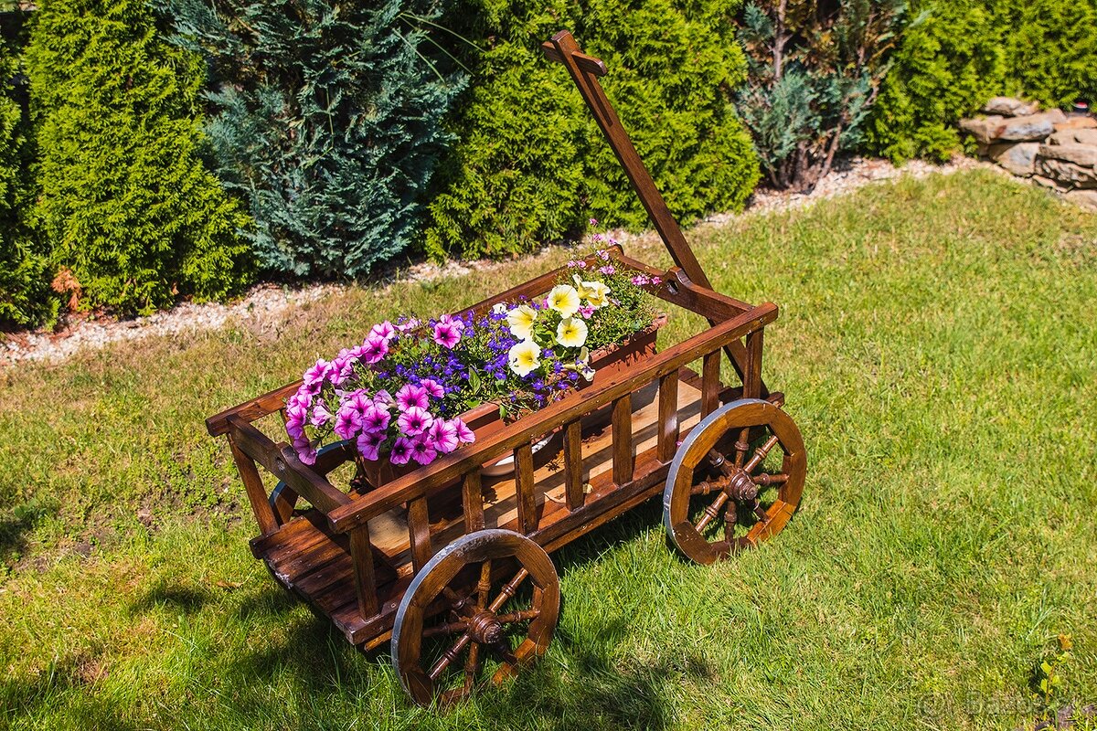 Drevený vozík - Krásne ručne robené dverené vozíky - 6