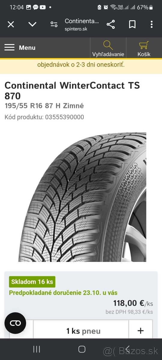 Predam zimne kolesa 195/55 R16 H - 6