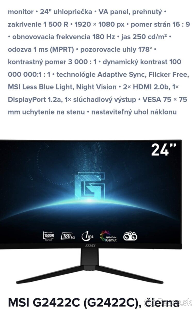 TOP HERNY MSI Monitor 24" - 6