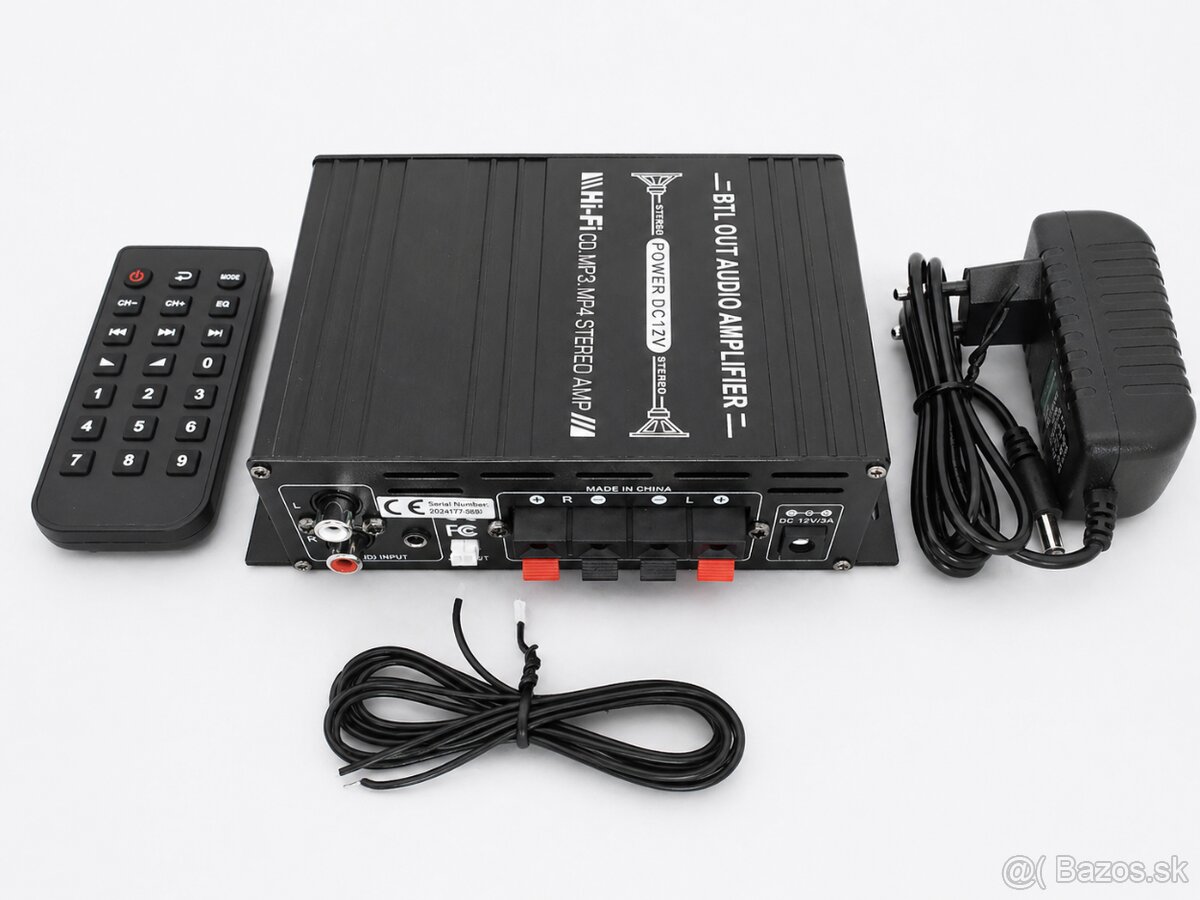 Zosilňovač 2x40W s bluetooth, USB, s adaptérom - 6