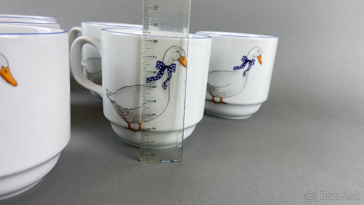 Hrnčeky husi 6ks s modrou linkou, Moritz Zdekauer - 6