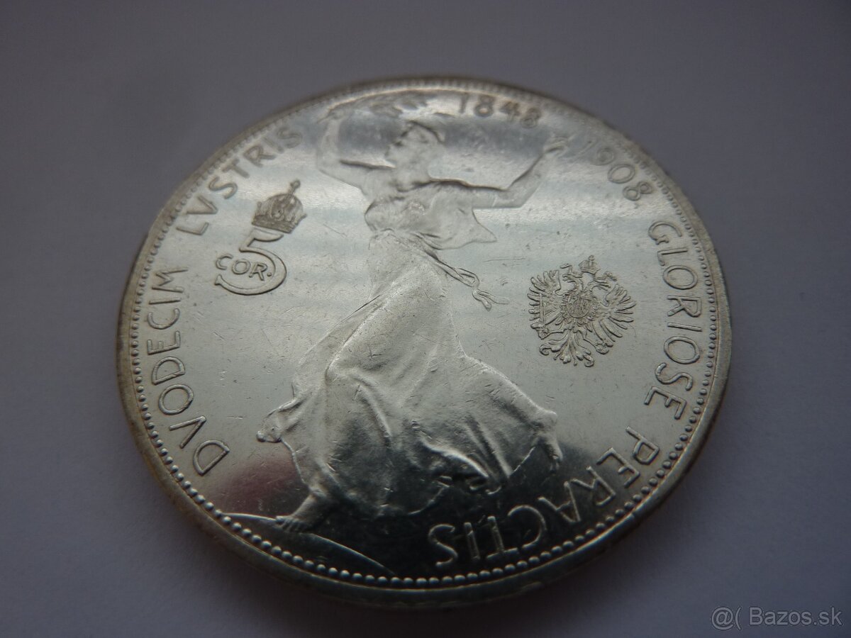 R-U Jubilejná 5 koruna 1908 v krásnom zbierkovom stave - 6