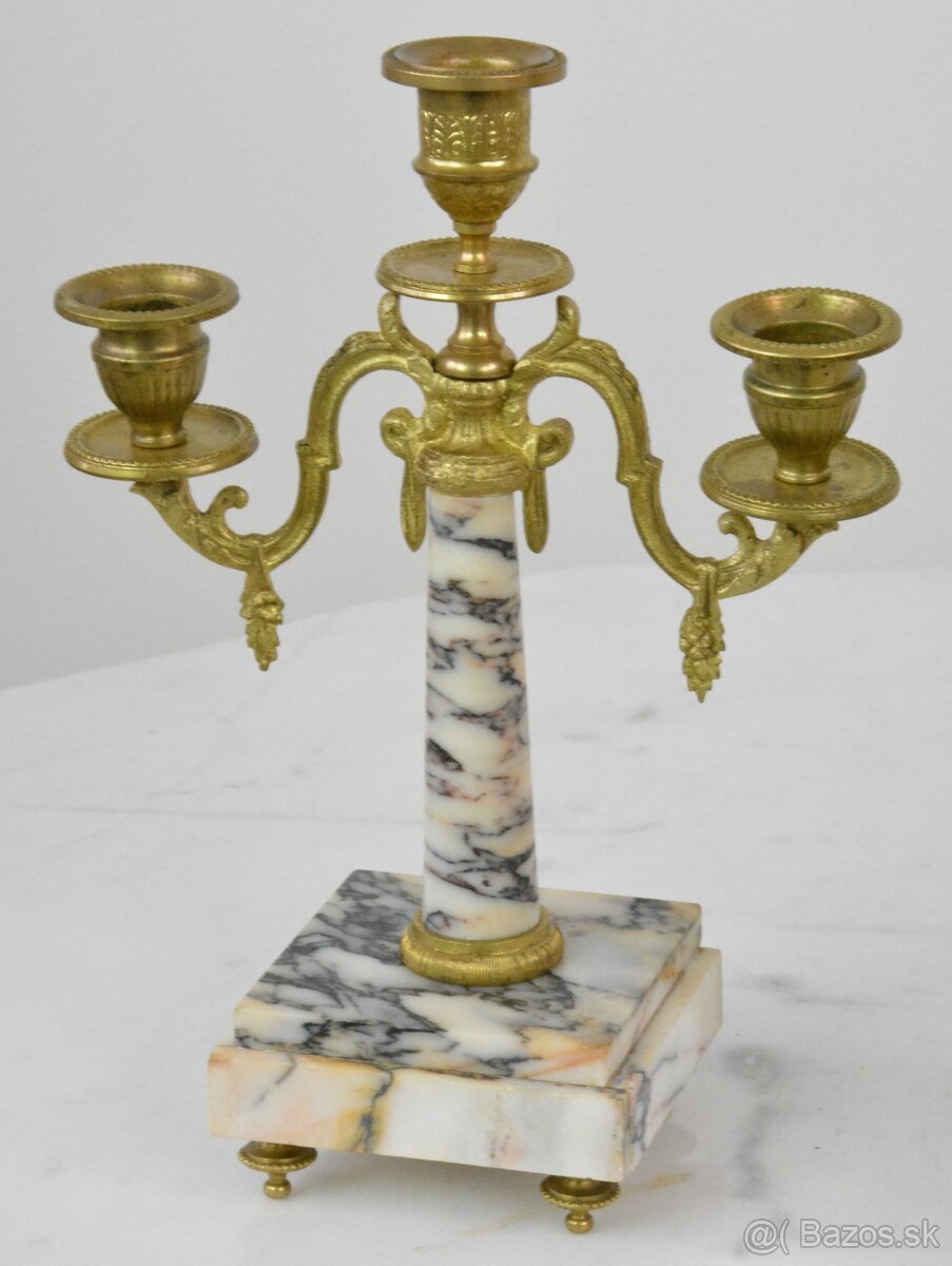 Starožitné sloupové hodiny France se svícny 1870 - 6