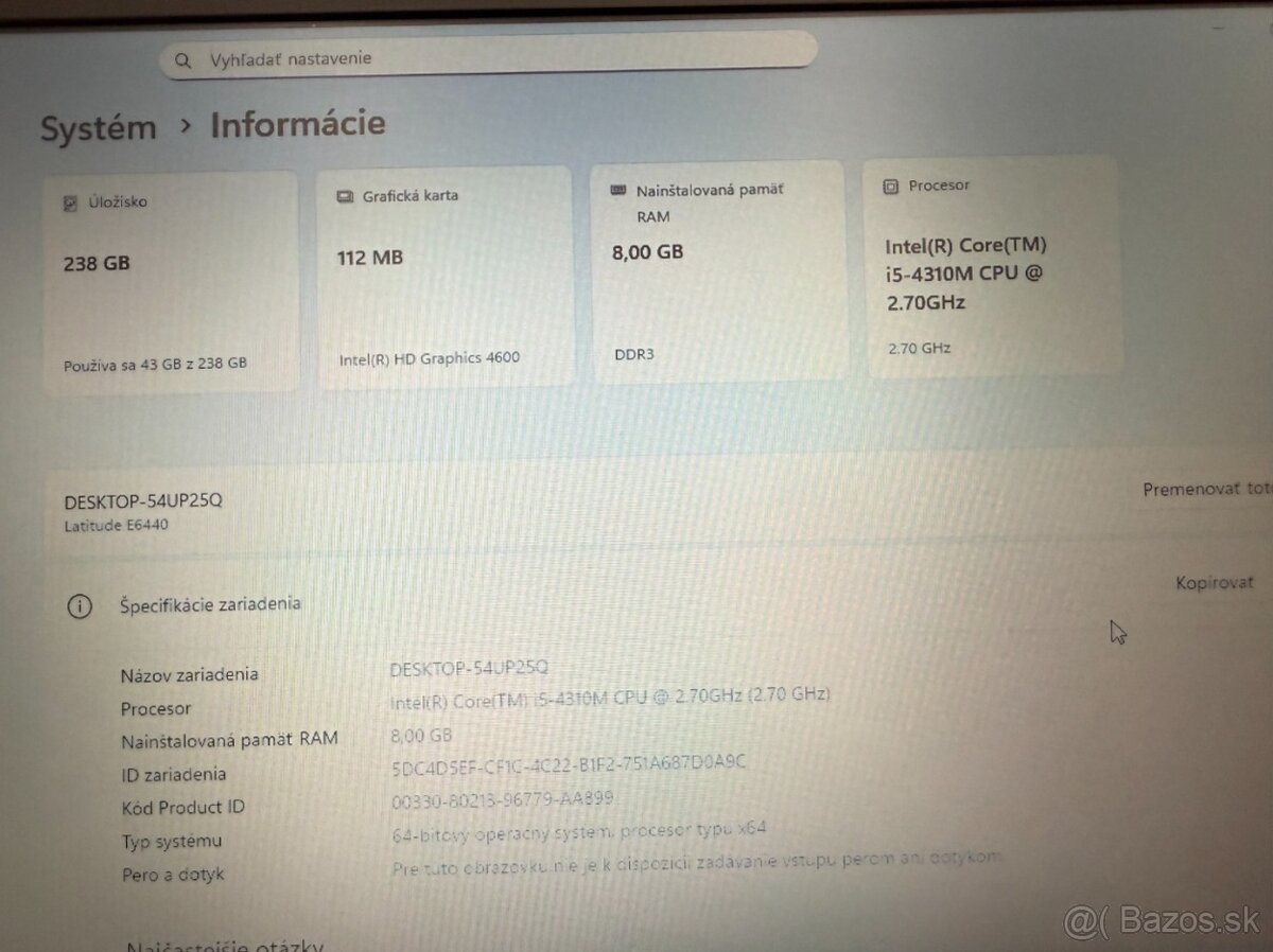 Dell Latitude E6440 i5 / 8GB / SSD / Win11 originál - 6
