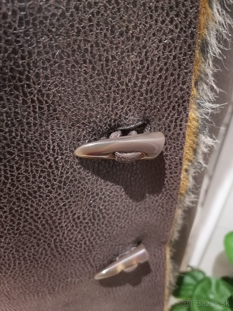 Dámsky kabát z umelej kožušiny a brúsenej kože – Tmavohnedý - 6