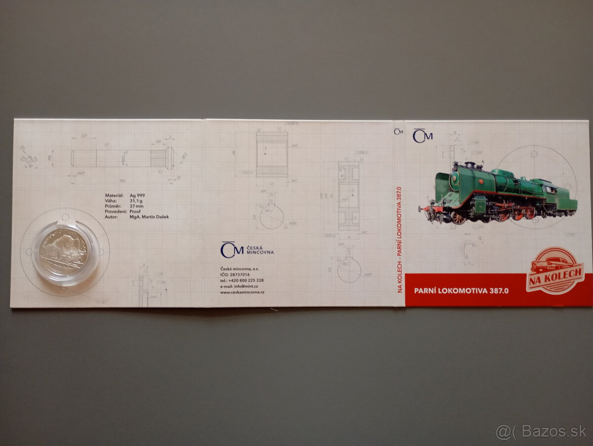 Strieborná minca Na kolesách - Parná lokomotíva 387.0 Mikádo - 6