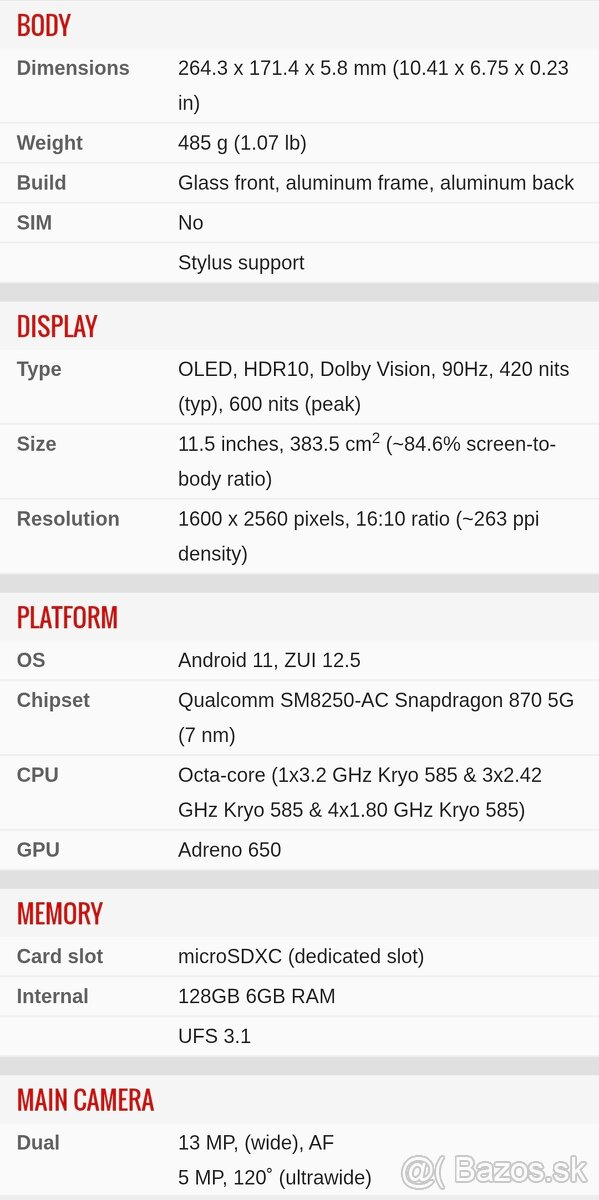 Tablet Lenovo Pad Pro OLED Snapdragon 870 6GB/128GB - 6