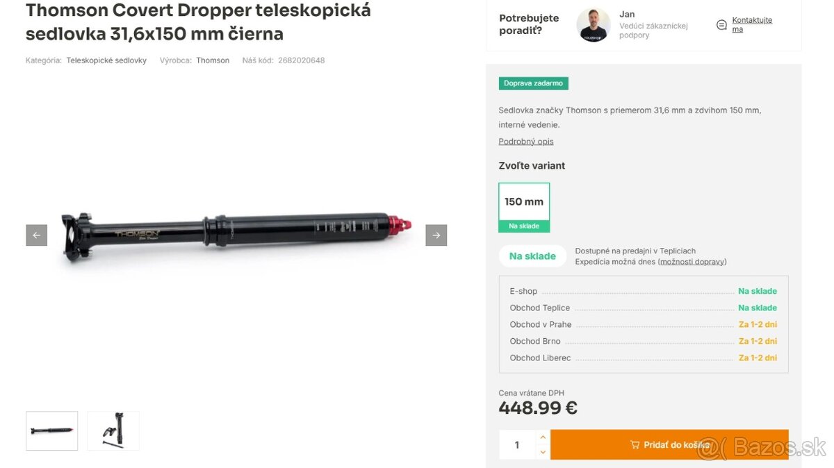 THOMSON COVERT Elite top teleskopická sedlovka, nová - 6