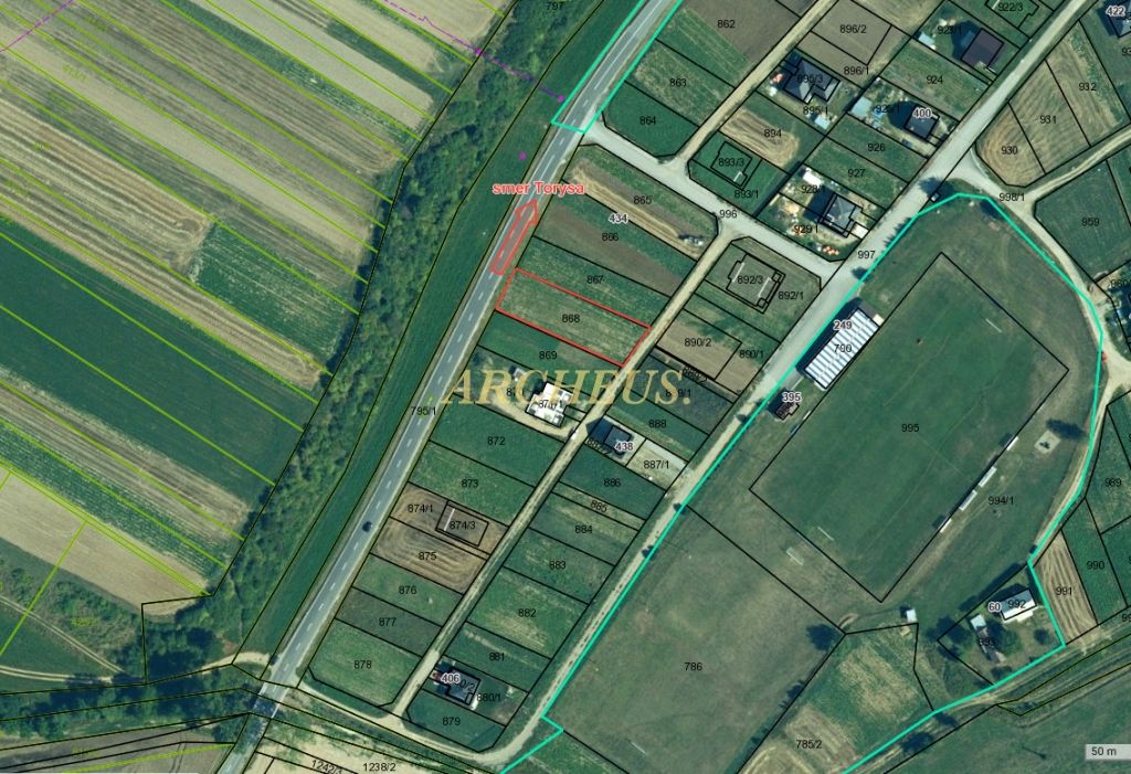 Predám rovinatý pozemok v obci Torysa, 1018m2 - 6