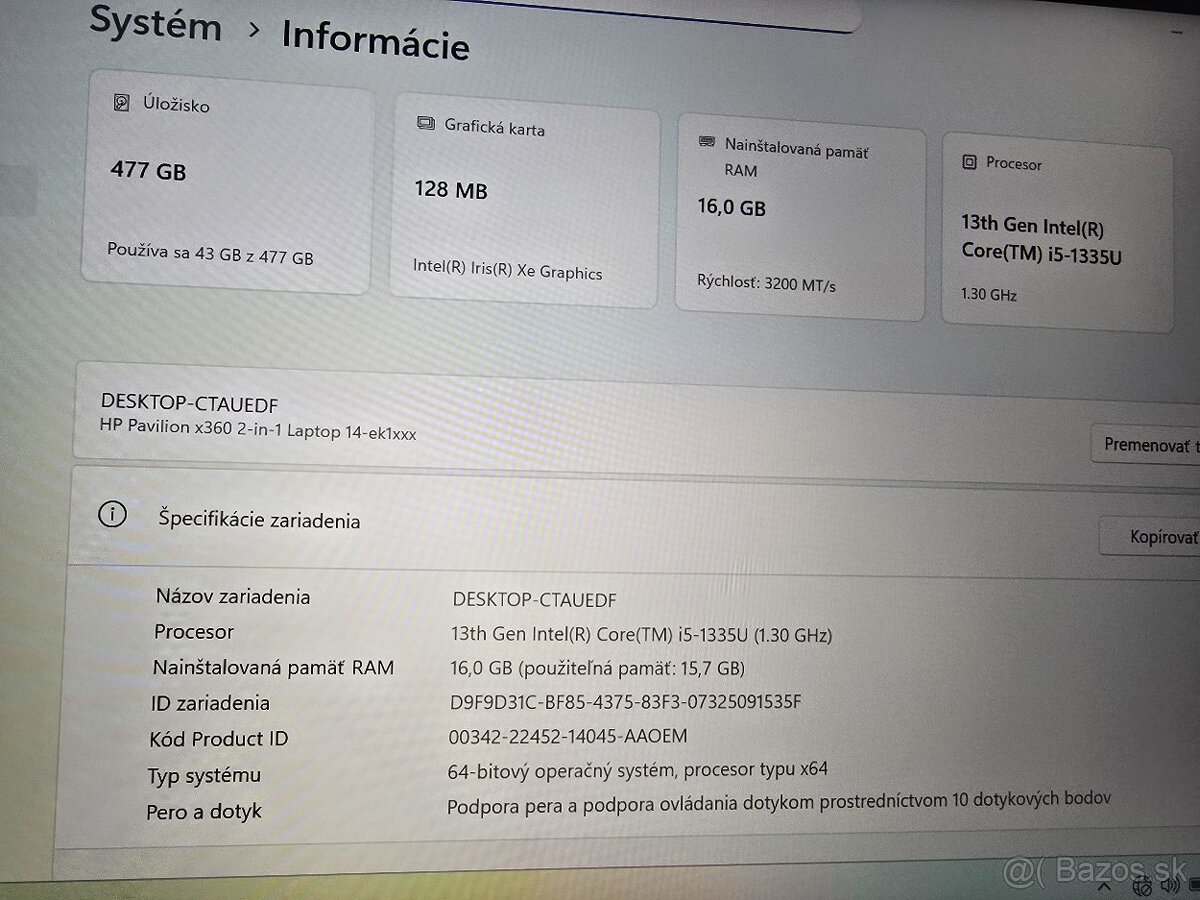 Zachovalý HP Pavilion x360 s výkonným procesorom 13. generác - 6