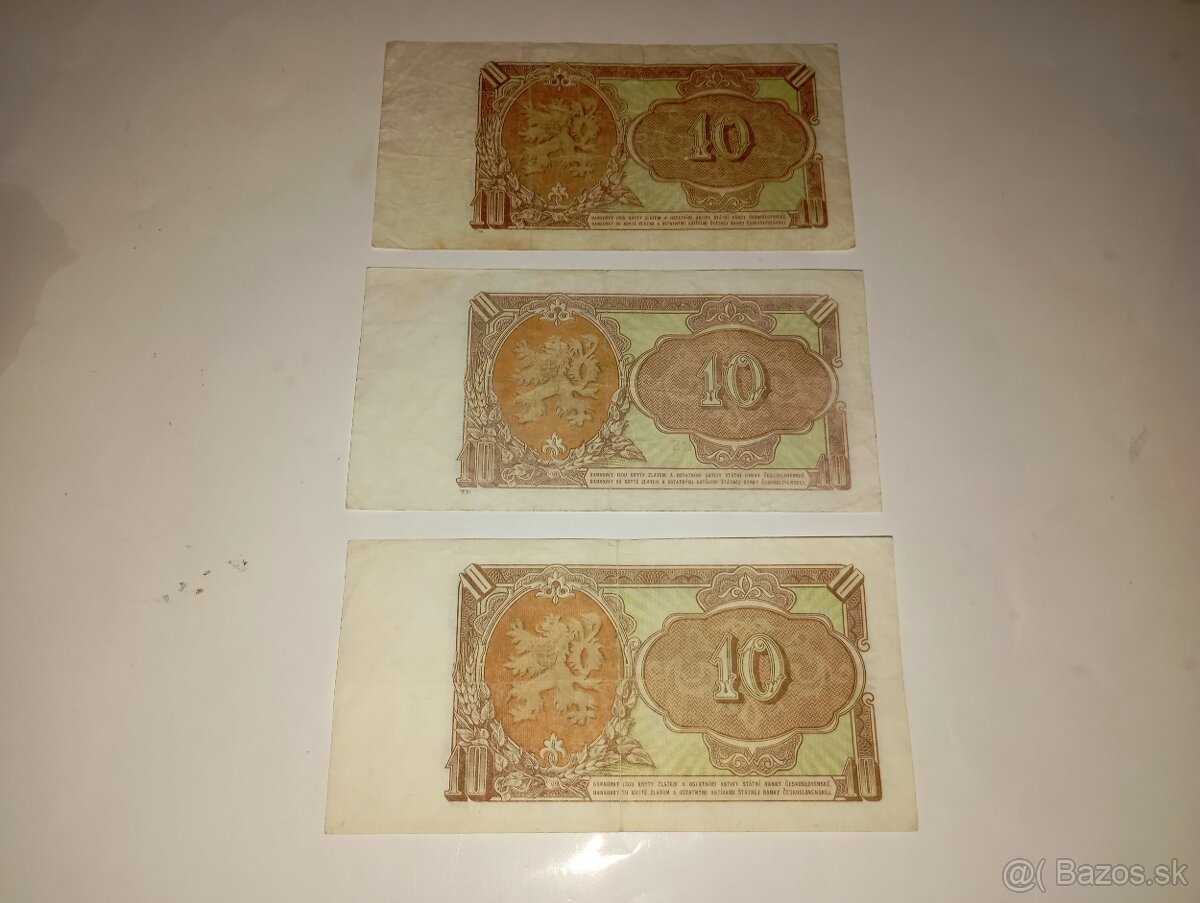 BANKOVKY 10 KČS 1953, NEPERFOROVANÉ, RŮZNÉ SÉRIE - 6