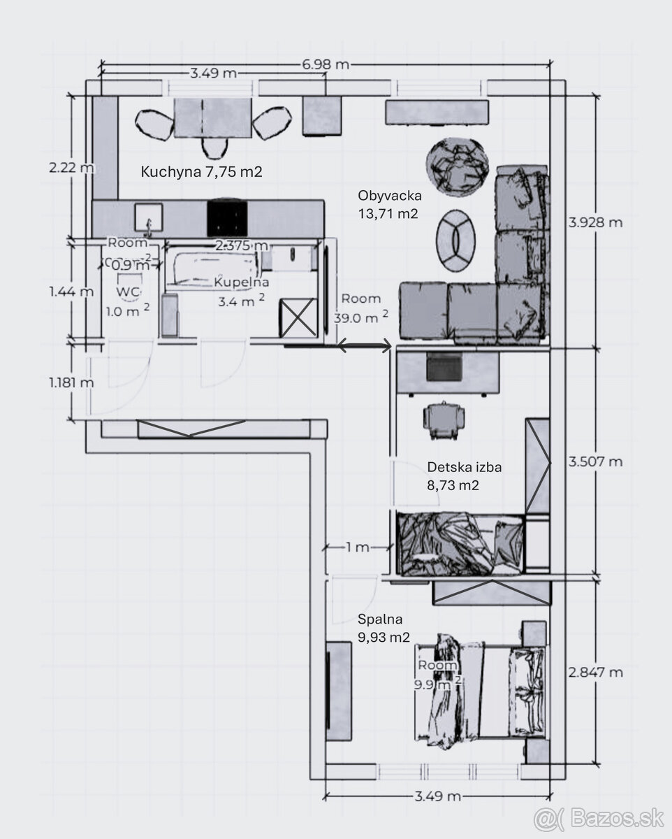 Predaj 2 izbový tehlový byt v pôvodnom stave Národná trieda - 6