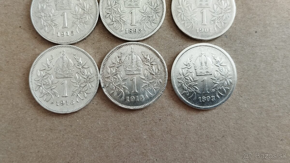 9ks starých korun - Stříbrné korony - konvolut korun. - 6