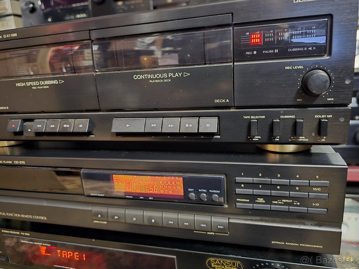SANSUI RZ-1500 +CD-270 +dvojkazetový deck D-X119W - 6