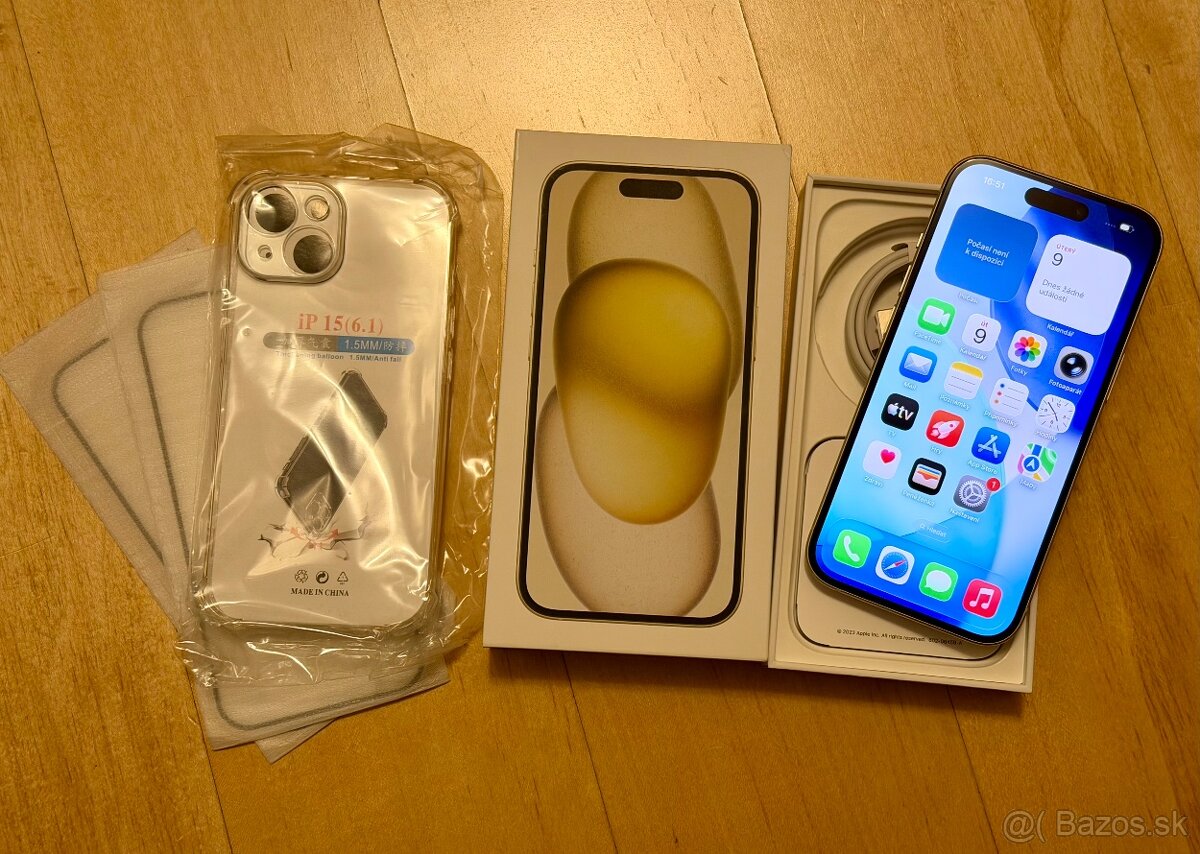 iPhone 15 Žlutá BATERIE 100% TOP - 6