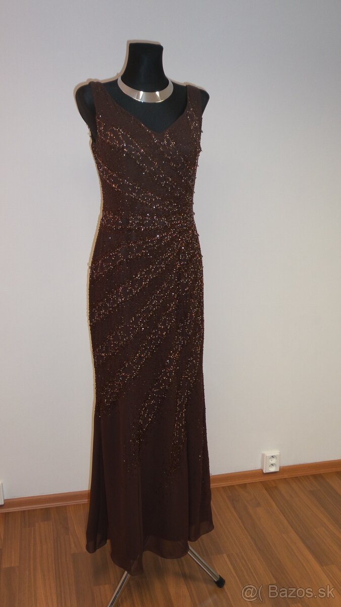 Hnedé spoločenské šaty, veľ.10 (42-44), NOVÉ - ponúknite - 6