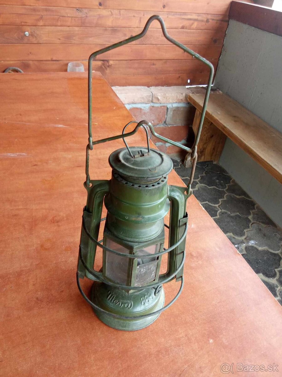 Stará vojenská bunkrová petrolejová lampa MEVA 863V - 6