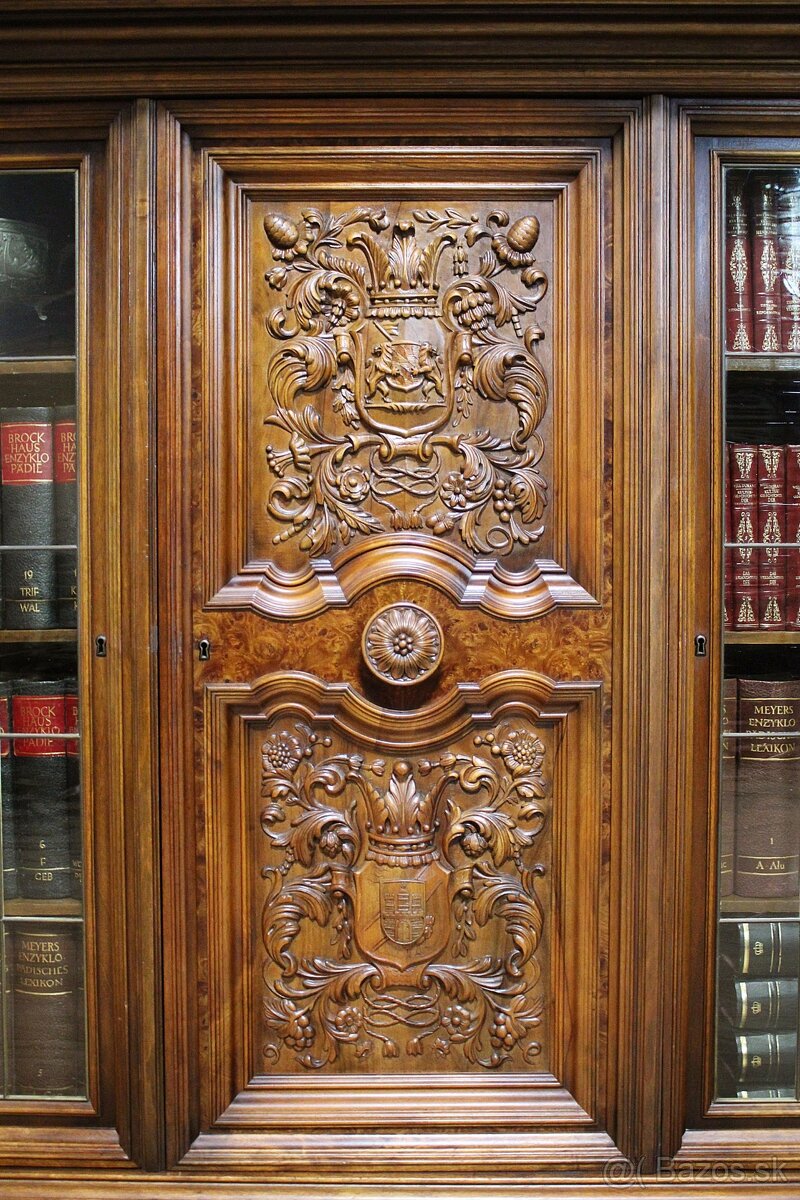 Starožitná neorenesanční knihovna na lvích tlapách - 6