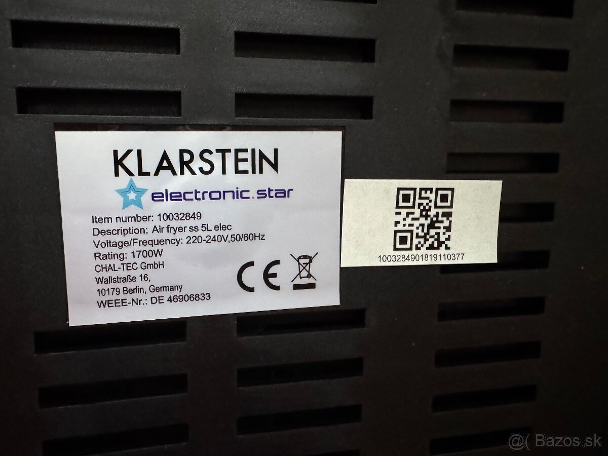 Teplovzdušná fritéza KLARSTEIN Air fryer ss 5l elec - NOVÁ - 6