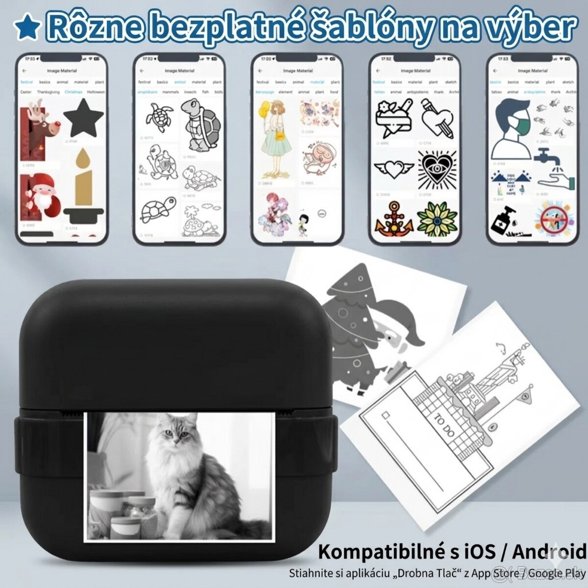 Nová mini tlačiareň ( mini printer ) s 13 rôznymi rolkami - 6