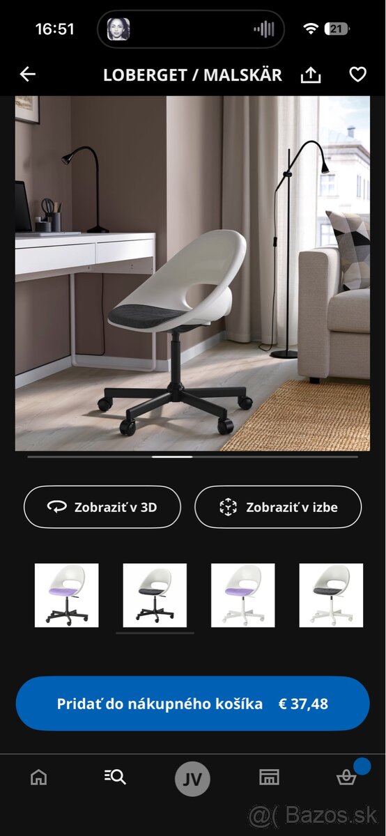 Otočná stolička LOBERGET/MALSKÄR - 6