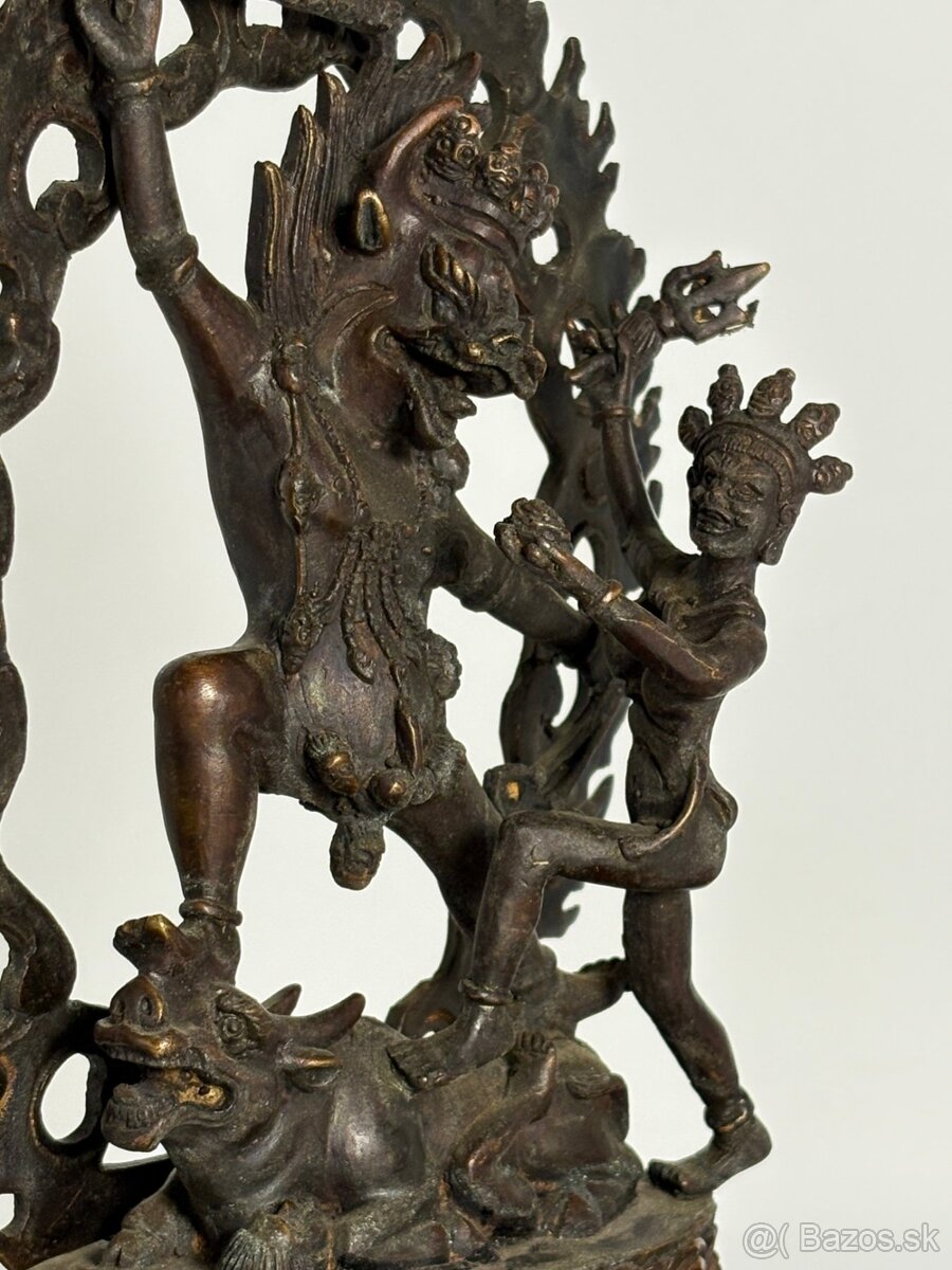 Starožitná bronzová soška Yamantaka (Tibet) - 6