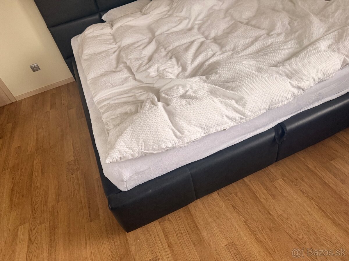 Čierna manželská postel 180x200 čalúnená - 6