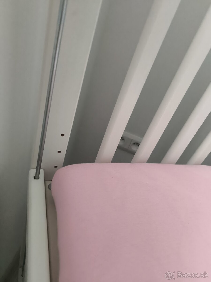 Detská prvá postieľka so sťahovacím bokom - Biela 90 x 40 cm - 6