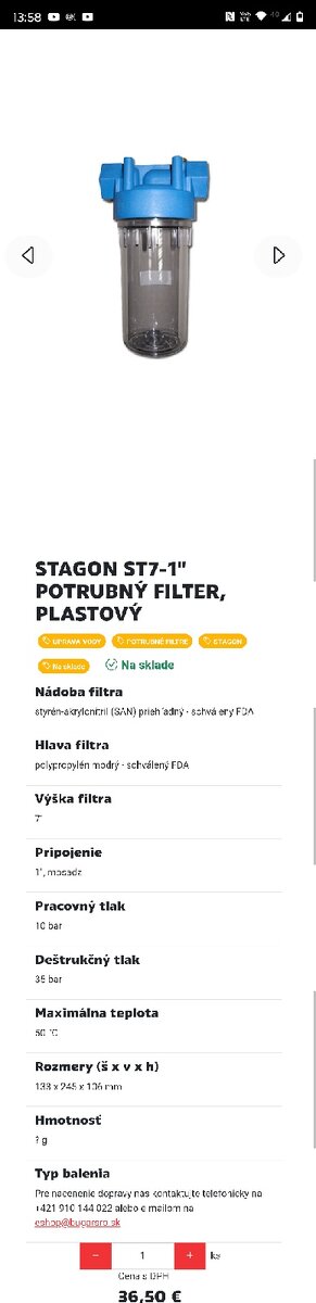 Filter na vodu 2x - 6