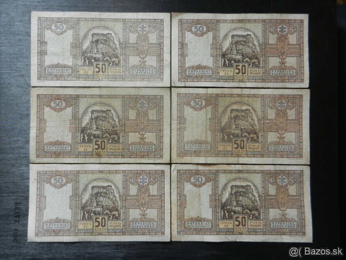 Bankovky Slovenský štát neperforované - 6